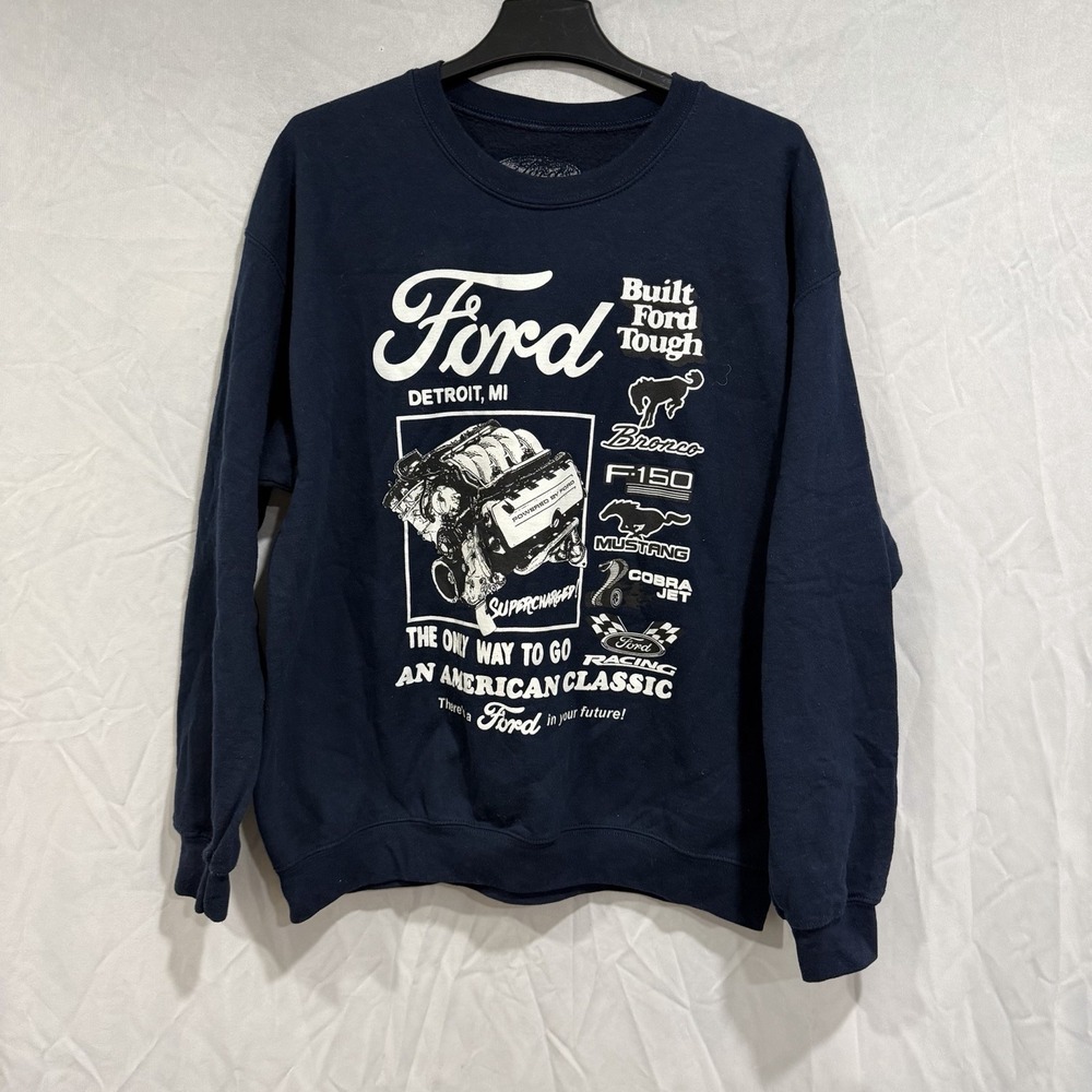 Ford Logo Retro Built Ford Tough Men's Sz L Pullover‎ Sweatshirt Crewneck